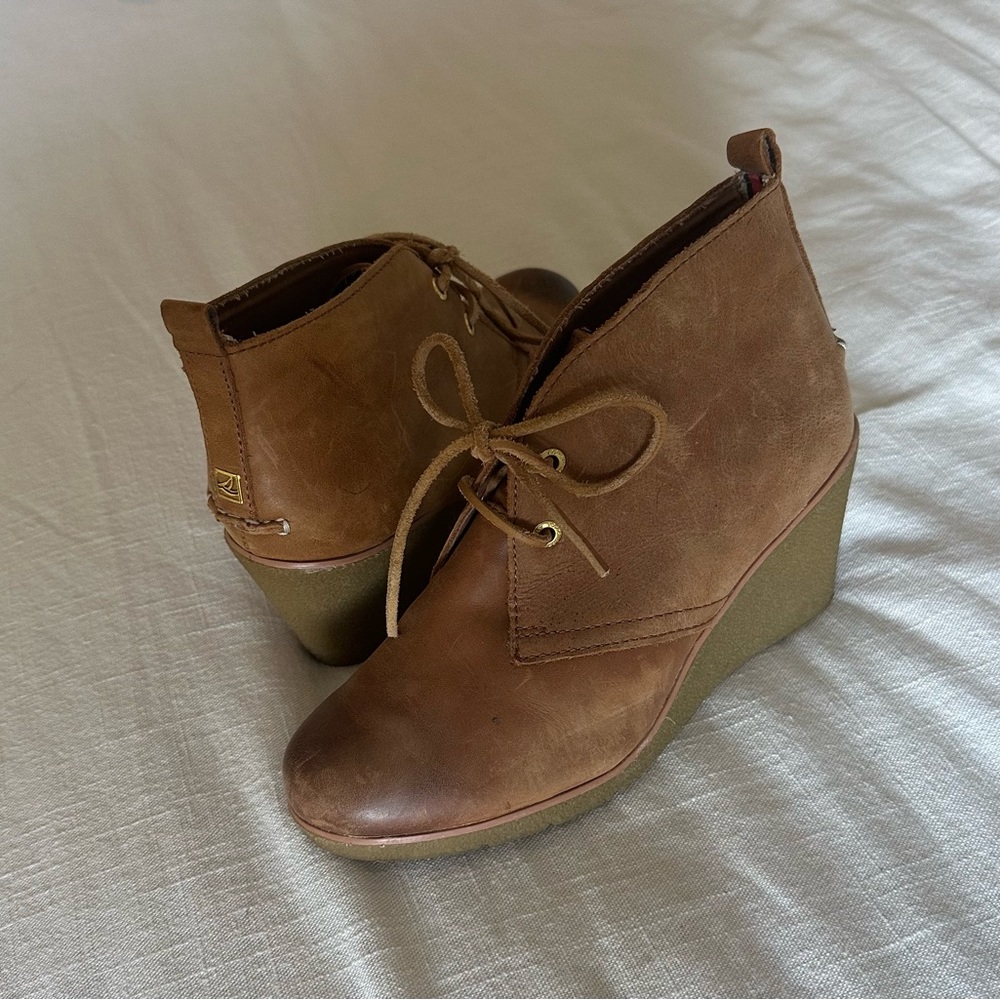 Sperry booties, brown leather, size 8, used